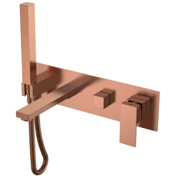 Смеситель для ванны Boheme Qubic 474-2-CB (со скрытой частью) брашированная медь фото 