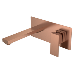 Смеситель для раковины настенный Boheme Qubic 475-CB (со скрытой частью) брашированная медь фото 