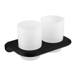 Стакан двойной для зубных щеток Abber Nord AA1557B, цвет чёрный матовый фото 