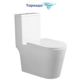 Унитаз-моноблок безободковый Grossman Classic GR-4487SQ с тонкой крышкой микролифт (система смыва Торнадо) фото 