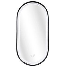 Зеркало Azario Блейк 50 см АZ-LED011125 (подсветка, подогрев и сенсорный выключатель) чёрный матовый фото 