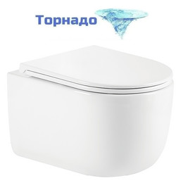 Унитаз подвесной безободковый Azario Serenata AZ-5101T-WHT с тонким быстросъемным сиденьем микролифт (Система смыва торнадо) фото 