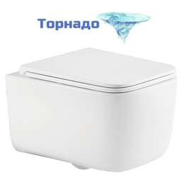 Унитаз подвесной безободковый Azario Vater AZ-5104T-WHT с тонким быстросъемным сиденьем микролифт (Система смыва торнадо) фото 