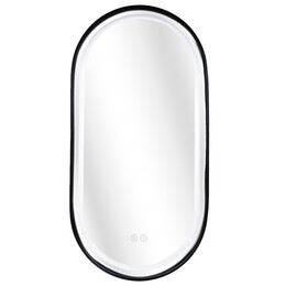 Зеркало Azario Блейк 50 см АZ-LED011125 (подсветка, подогрев и сенсорный выключатель) чёрный матовый фото 
