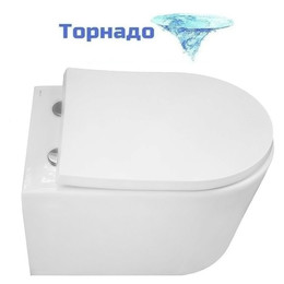 Унитаз подвесной безободковый Azario Velo AZ-1273WHD с быстросъемным сиденьем микролифт (система смыва Торнадо) фото 