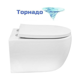Унитаз подвесной безободковый Azario Rime AZ-1683WHD с быстросъемным сиденьем микролифт (система смыва Торнадо) фото 
