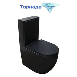 Унитаз-компакт безободковый Azario Cobalt-Black AZ-6089A-MB с быстросъемным сиденьем микролифт (система смыва Торнадо) чёрный матовый фото 