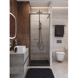 Душевая дверь Cezares Lux 80 см LUX-B-FS-1-80-C-GM, оружейная сталь/прозрачное фото 