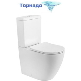 Унитаз-компакт безободковый Cezares Stylus-Tor CZR-538-CP-TOR с тонкой крышкой микролифт (система смыва Торнадо) фото 