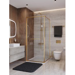 Душевое ограждение Cezares Lux 90x90 см LUX-A-FS-1-90-C-BORO, брашированное золото/прозрачное фото 