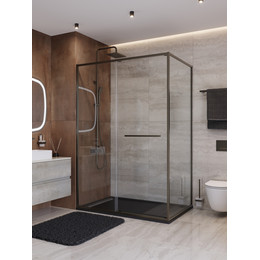 Душевое ограждение Cezares Lux 130x80 см LUX-AH-FS-11-130/80-C-GM, оружейная сталь/прозрачное фото 