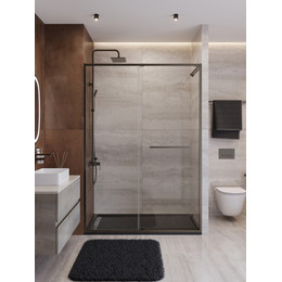 Душевая дверь Cezares Lux 140 см LUX-B-FS-11-140-C-GM, оружейная сталь/прозрачное фото 