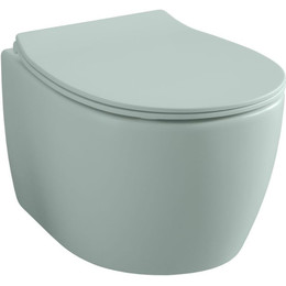 Унитаз подвесной безободковый Allen Brau Fantasy 4.11004.MT с тонкой крышкой микролифт, мятный фото 