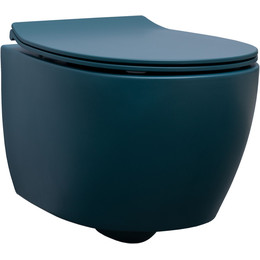 Унитаз подвесной безободковый Allen Brau Fantasy 4.11004.PT с тонкой крышкой микролифт, петроль фото 