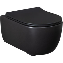 Унитаз подвесной безободковый Allen Brau Priority 4.31001.31 с тонкой крышкой микролифт, чёрный матовый фото 