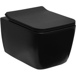 Унитаз подвесной безободковый Allen Brau Liberty 4.33007.31 с тонкой быстросъмной крышкой микролифт, чёрный матовый фото 