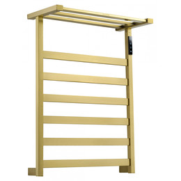 Полотенцесушитель электрический Wonzon & Woghand Frankfurt с полкой П7 450x640 мм WW-A1026-BG, золото фото 