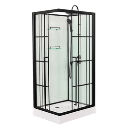 Душевая кабина Loranto 100х100 см CS-3008TM/W-100R, чёрный/прозрачное фото 