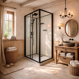 Душевая кабина Loranto 120х80 см CS-3010TM/W-120L, чёрный/прозрачное фото 