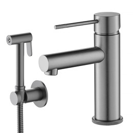 Смеситель для раковины с лейкой для биде Timo Saona 2360/18G, чёрное золото фото 