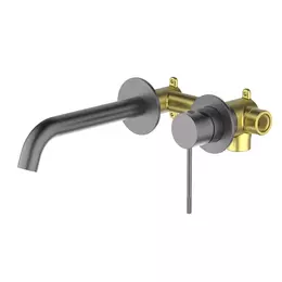 Смеситель для раковины настенный Timo Saona 2372/18SM (со скрытой частью) чёрное золото фото 