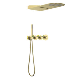 Душевая система для душа с термостатом Timo Saona SX-2350/17SM (со скрытой частью) золото матовое фото 