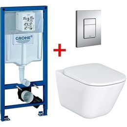 Инсталляция с подвесным унитазом комплект: Grohe Rapid SL 38772001 с подвесным унитазом Roca Gap Clean Rim 34647L000 сиденье микролифт, крепление, кнопка смыва хром фото 