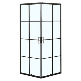 Душевое ограждение Loranto 90x90 см CS-211F-90, чёрный матовый/прозрачное "Лофт клетка" фото 
