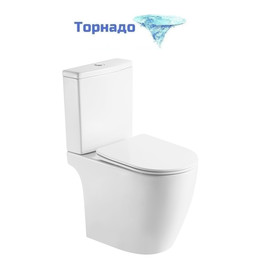 Унитаз-компакт безободковый Azario LEO TORNADO FLUSHING AZ-1253CT с тонкой крышкой микролифт (система смыва Торнадо) фото 