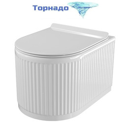 Унитаз подвесной безободковый Azario LUSTER AZ-2285 с тонкой крышкой микролифт (Система смыва торнадо) фото 