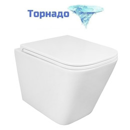 Унитаз подвесной безободковый Azario PRO PRO-0002 UQ3 с тонкой крышкой микролифт (Система смыва торнадо) фото 
