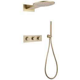 Душевая система для душа с термостатом Abber Wasser Kreis AF8151G (со скрытой частью) золото матовое фото 