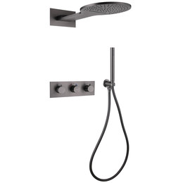 Душевая система для душа с термостатом Abber Wasser Kreis AF8151NG (со скрытой частью) никель фото 