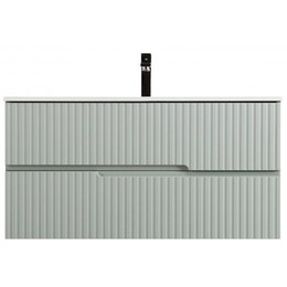 Тумба подвесная с раковиной Cezares DUET-N-1000-2C-SO-VPR-P 100 см (раковина CZR-8073-100) зелёный жемчужный фото 