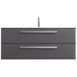 Тумба подвесная с раковиной-столешницей Cezares ECO-CER-N-1200-2C-SO-GSO-P 120 см (раковина CZR-8095-120) тёмно-серый матовый фото 