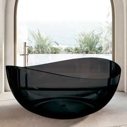 Ванна прозрачная Abber Kristall 150x150 см AT9705Onyx, чёрный фото 