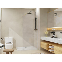 Душевая перегородка Azario Walk-in 120 см AZ-251-120-BGL-CL (стекло 8 мм) золото брашированное/прозрачное фото 