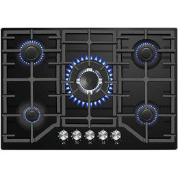 Газовая варочная поверхность Maunfeld EGHG.75.83CB/G (чёрное стекло) фото 