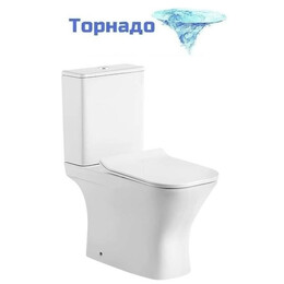 Унитаз-компакт безободковый Grossman Classic GR-4464SQ с тонкой крышкой микролифт (Система смыва торнадо) фото 