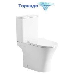 Унитаз-компакт безободковый Grossman Classic GR-4465SQ с тонкой крышкой микролифт (Система смыва торнадо) фото 