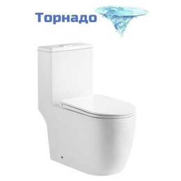 Унитаз-моноблок безободковый Grossman Classic GR-4484SQ с тонкой крышкой микролифт (система смыва Торнадо) фото 