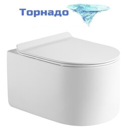 Унитаз подвесной с ультратонким ободком Grossman Thin Rim GR-5606SQ с тонкой крышкой микролифт (Система смыва торнадо) фото 