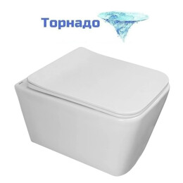 Унитаз подвесной безободковый Azario Dezi White AZ-W05-SW с тонкой крышкой микролифт (система смыва Торнадо) фото 