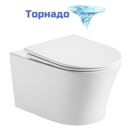 Унитаз подвесной с ультратонким ободком Grossman Thin Rim GR-5604SQ с тонкой крышкой микролифт (Система смыва торнадо) фото 