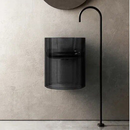 Раковина подвесная прозрачная Abber Kristall 42 см AT2704Onyx, чёрный фото 