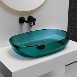 Раковина-чаша прозрачная Abber Kristall 60 см AT2805Aquamarin, бирюзовый фото 