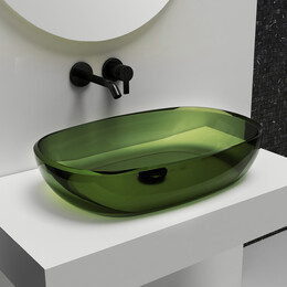 Раковина-чаша прозрачная Abber Kristall 60 см AT2805Emerald, зелёный фото 