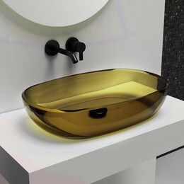 Раковина-чаша прозрачная Abber Kristall 60 см AT2805Vesuvian, оливковый фото 