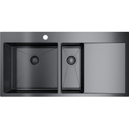 Мойка кухонная Omoikiri Akisame 100-2-GM-L (4973103) 1,2 мм, вороненая сталь, Цвет производителя: вороненая сталь фото 