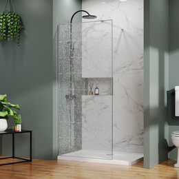 Душевая перегородка Azario Walk-in 90 см AZ-275-90-CH-CBR (стекло 13 мм) хром/"Битое стекло" фото 